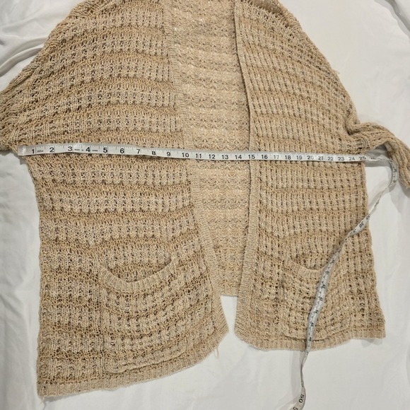 Free People Womens Cardigan Xs Lace Open Knit Sheer Beige Beach Minimalist - Picture 7 of 8